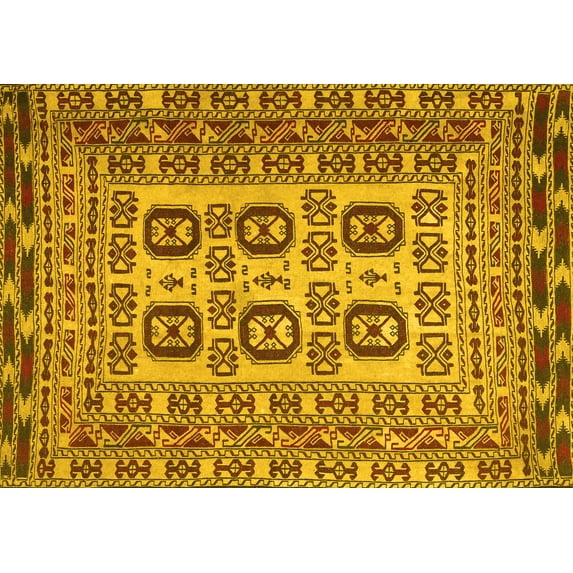 Ahgly Company Indoor Rectangle Persian Yellow Traditional Area Rugs, 2' x 4'