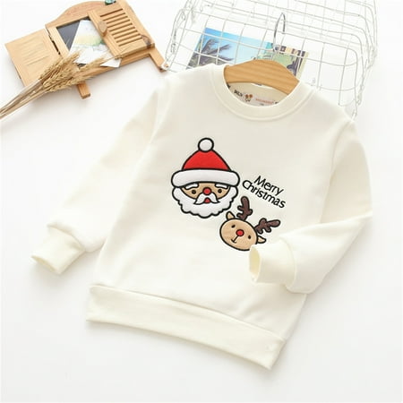 

Cathalem Mens Hoodies Xmas Kids Childr Toddler Boys Girls Cute Cartoon Embroidery Long Sleeve Letter Hoodie with Many Pockets Childrenscostume White 2-3 Years