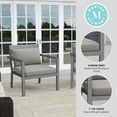 thumbnail image 4 of Martha Stewart Set of 2 Indoor-Outdoor Patio Accent Chairs with Gray Brushed Woodgrain Aluminum Finish and Gray All-Weather Seat and Lumbar Cushions, 4 of 12