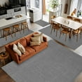 thumbnail image 5 of Dark Gray 2.7x5 Area Rugs, Farmhouse Burlap Solid Grey Color Modern Linen Texture Non-Skid Rubber Backing Large Rectangle Rugs - Living Room Bedroom Home Office, Indoor Floor Mat Carpets Washable Rug, 5 of 9