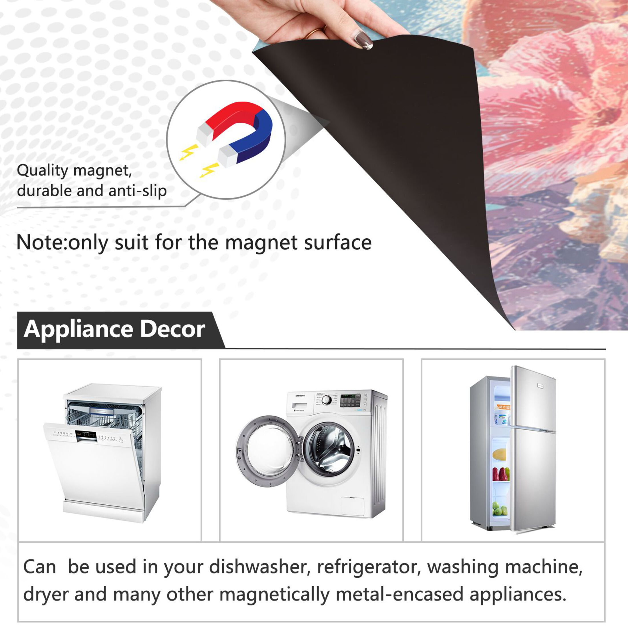 Dishwasher Magnetic Refrigerator Magnet Cover Sticker Home Decorative 23"x26" Shell and Conch Pattern
