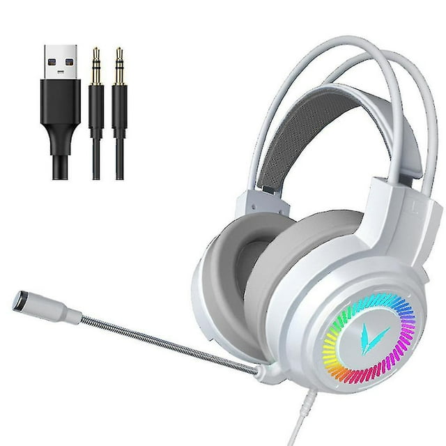 Gaming Headset Headphones With Surround Sound - For Ps4, Pc, Xbox One, Noise Cancelling Over Ear Gaming Headset With Mic, Cool Lights, Comfortable Ear