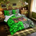thumbnail image 2 of meiyoeat Pixel Grass M Initial Twin Bedding for Boys, Gamer Block Monogram Bedding Comforter Set, Green Brown, Gamepad Reversible, 7-Piece, 2 of 6