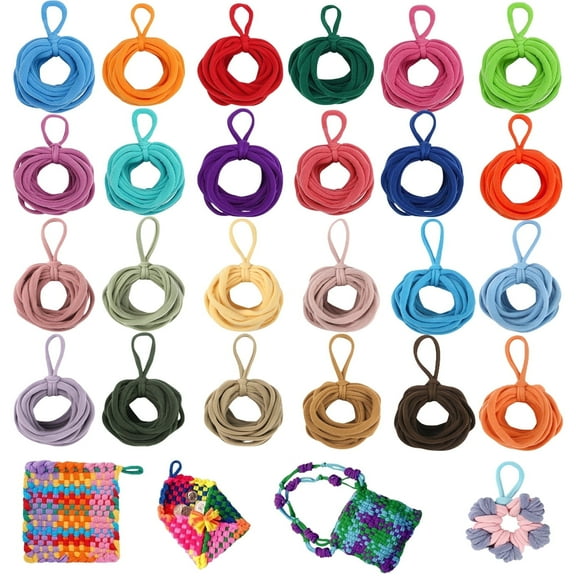 Jiaroutk 24 Colors Weaving Loom Loops, Elastic Potholder LoopsWeaving Craft Loops Refill for DIY Crafts Supplies Compatible with 7 Inch Weaving Loom (384 Pieces)