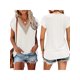 thumbnail image 4 of Verano de las mujeres con cuello en V Camiseta de manga corta de encaje Moda Beach Tops Streetwear, 4 of 5