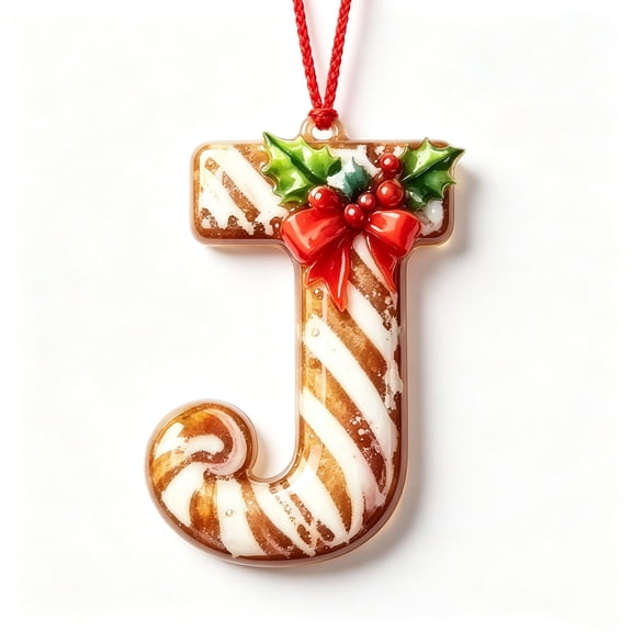 2026 Christmas Personalized Letter Ornament, 2D Xmas Tree Hanging Decoration - Personalized Alphabet Pendant for Christmas party, Craft Ornaments,Gifts for Family Friends (Letter J)
