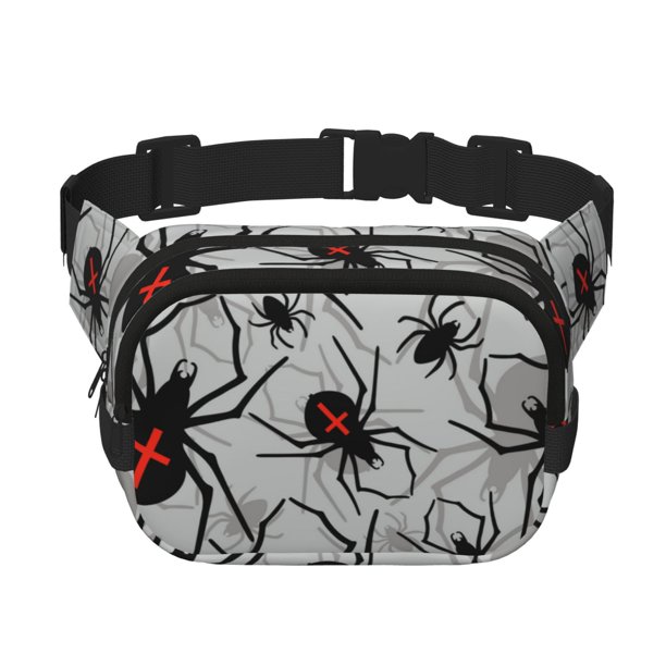 Fotbe Spiders Cangurera Cuadrada con Estampado de Doble Capa, Bolsa de Cintura Ajustable Mini para Hombres y Mujeres