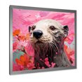 thumbnail image 2 of Designart "Artistic Pink Aquatic Otter" Animals Framed Wall Art Decor - Modern Pink Otter Entryway Framed Wall Art Print, 2 of 6