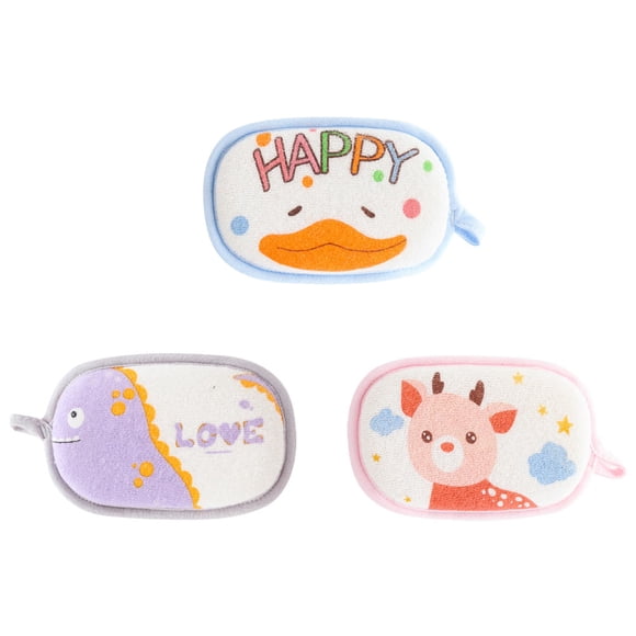 GOOHOCHY 3 piezas de estropajos de baño con dibujos animados para bebés y niños.