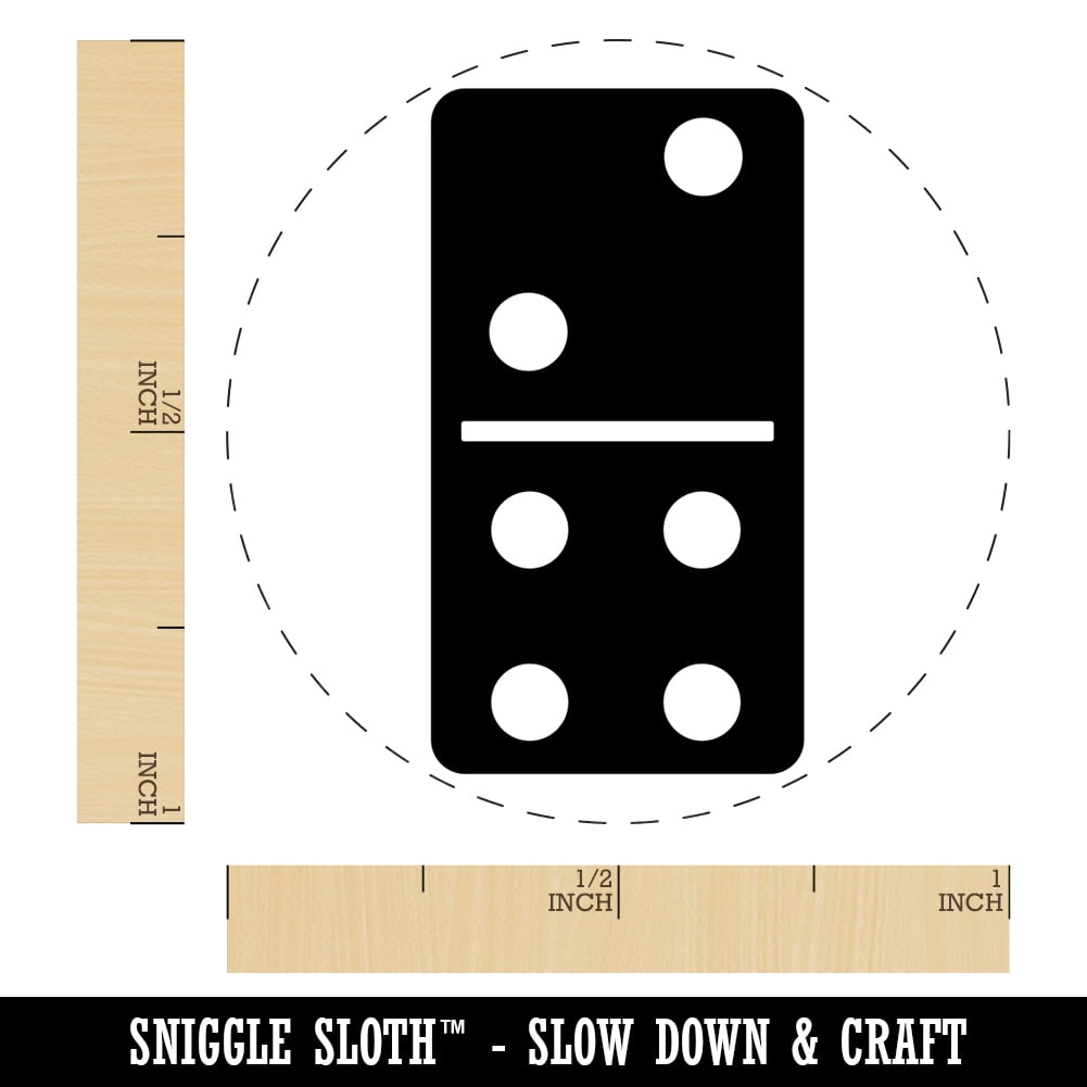 Dominoes Game Tile Self-Inking Rubber Stamp Ink Stamper - Blue Ink - Medium 1 Inch