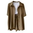 thumbnail image 5 of GILIGEGE Shorts Sets Women 2 Piece Outfits Summer Elegant Linen Blouse Shirt and Shorts Plain Set Beach Y2K Clothes Sports Suit Oversize Leisure Suit Button Down Shirts and Shorts Beach Outfit Sets, 5 of 6