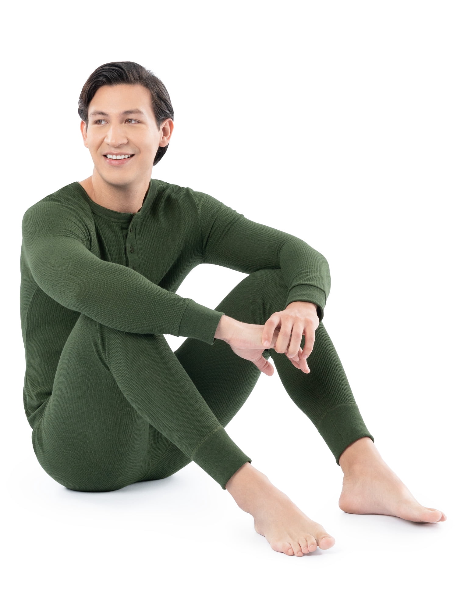 Fruit of the Loom Men's Thermal Waffle Underwear Henley Top, Sizes S-5XL