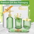 thumbnail image 4 of Juego de accesorios de baño Haturi Green Glass, 4 piezas con dispensador, 4 of 7