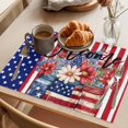 thumbnail image 3 of Red Blue Flowers Welcome Placemats Set of 1, USA Flag Independence Day Non-Slip Place Mats Washable Table Mats for Kitchen Dining Table Decorations Indoor/Outdoor, 3 of 9