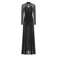 thumbnail image 3 of Doomiva Womens Lyrical Dance Dress Sequin Long Sleeve Tulle Flowy Maxi Long Dress Black M, 3 of 7