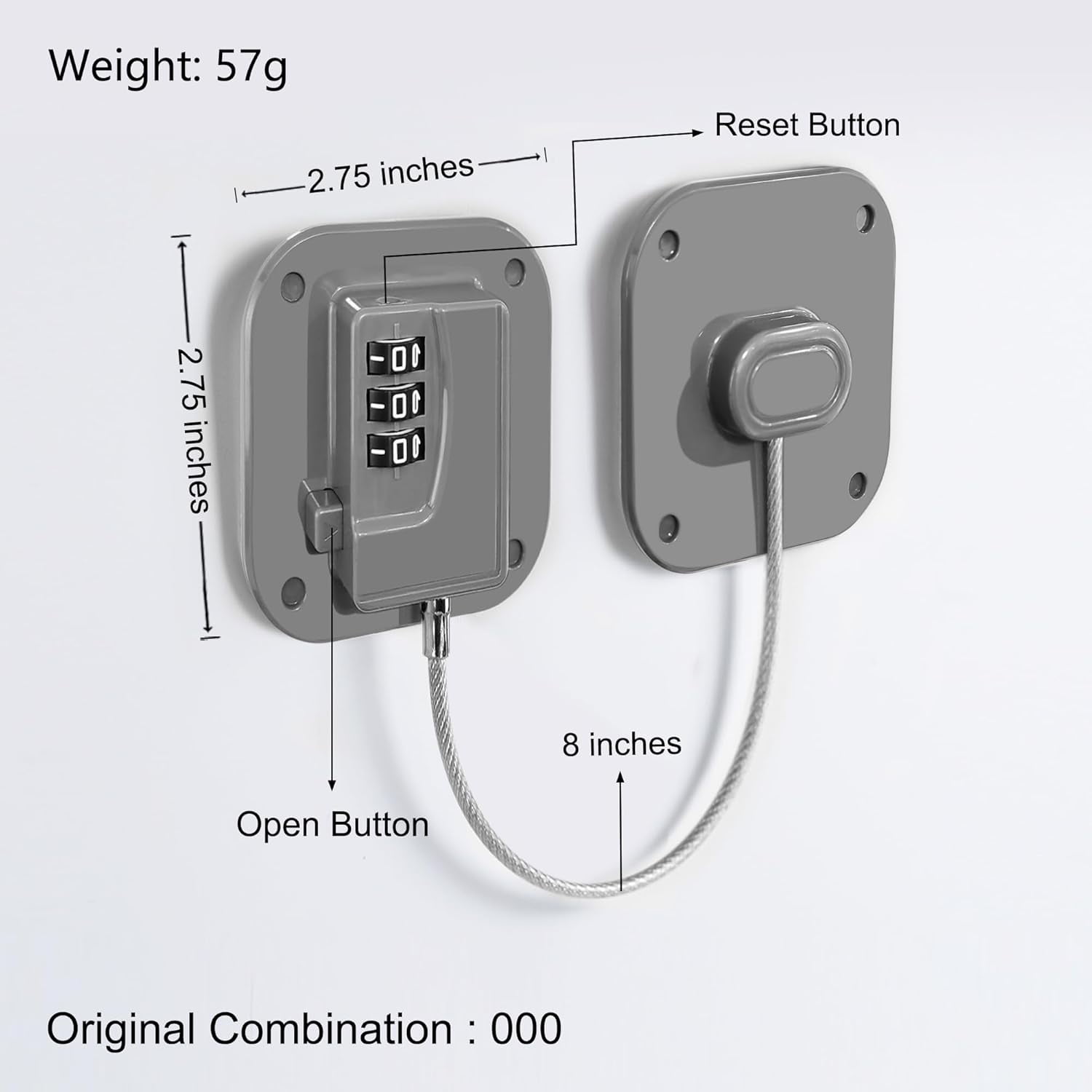 Refrigerator Lock, Heavy Duty Fridge Lock, Combination Lock for Refrigerator Cabinets, Drawers, Safety, Easy Install No Keys Needed (Black-2Pack)
