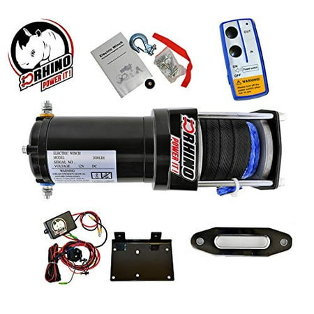 - D-Rhino 3000lb 12V Electric Recovery Winch Truck SUV ATV Remote Synthetic Rope