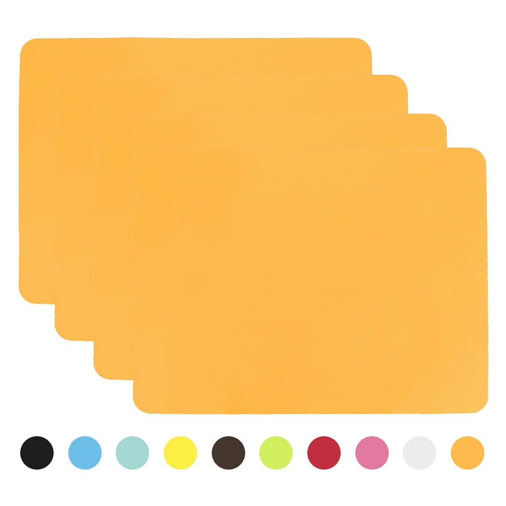 Aspire 4PCS Thicken NonSlip Silicone Placemats Cutting Hot Mats TablematsOrange