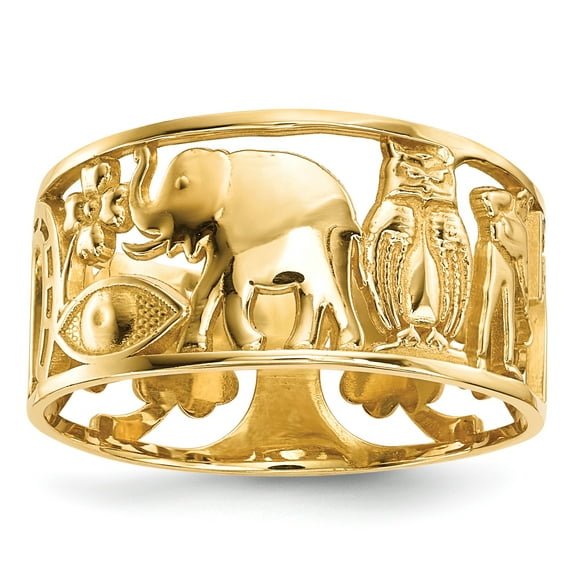 14k Lucky Symbols Cut Out 9mm Band in 14k Yellow Gold - Size 8