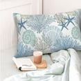 thumbnail image 5 of Summer Coastal Throw Pillow Covers 12x20 Inch Outdoor Decorative, Nautical Beach Ocean Themed Throw Pillows Blue Starfish Coral Pillowcase Farmhouse Lumbar Cushion Cover for Home Couch Bed, Set of 2, 5 of 6