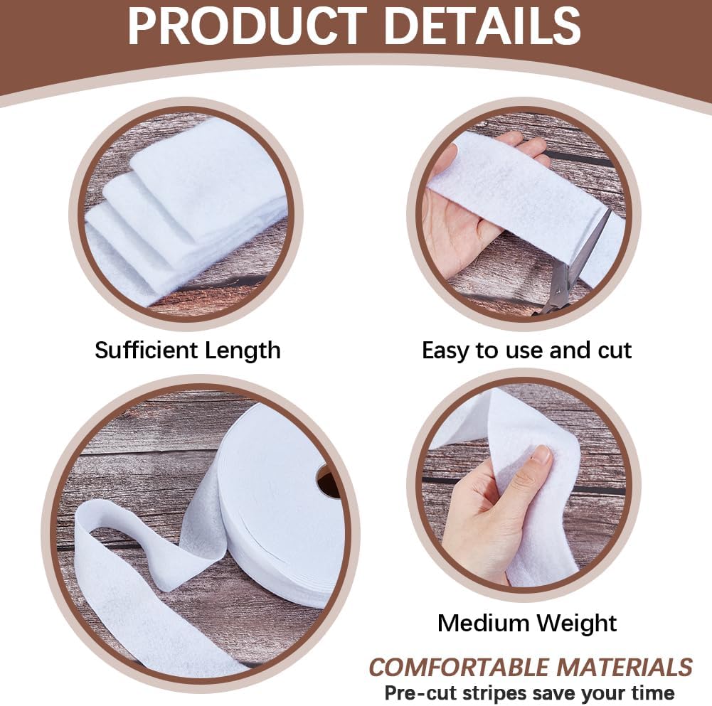 2 Rolls Jellyroll Strips Fabric Jelly Roll Batting Strip 2.5 Inch x 36 Yard White Cloth Upholstery Punched Cotton Blend Quilt Rug Strips for Throw Quilts Needle DIY Sewing Crafts White