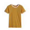 thumbnail image 4 of Camiseta de mujer Blusa informal de manga corta con costuras en bloques de color, Amarillo, XL Vogacara AP002400-29, 4 of 5