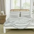 thumbnail image 3 of Chezmoi Collection 5-Piece Lodge Textured Striped Sheet Set Split King, Multicolor Gray Tan Stripe Printed Brushed Microfiber Lightweight Breathable Deep Pocket Bed Sheets, 3 of 8