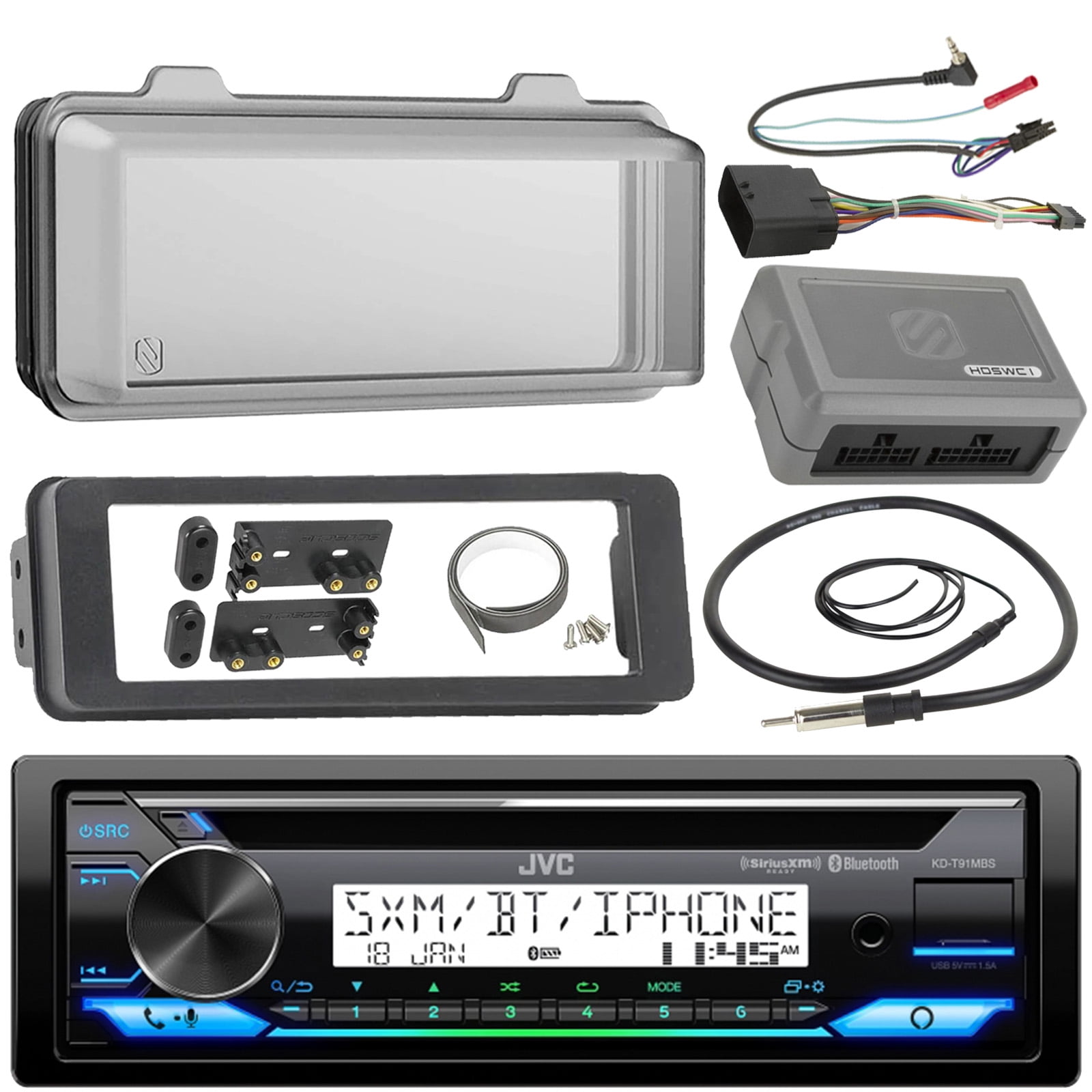 JVC KDT91MBS Marine Radio Stereo Receiver Bundle, 1998 2013 Harley