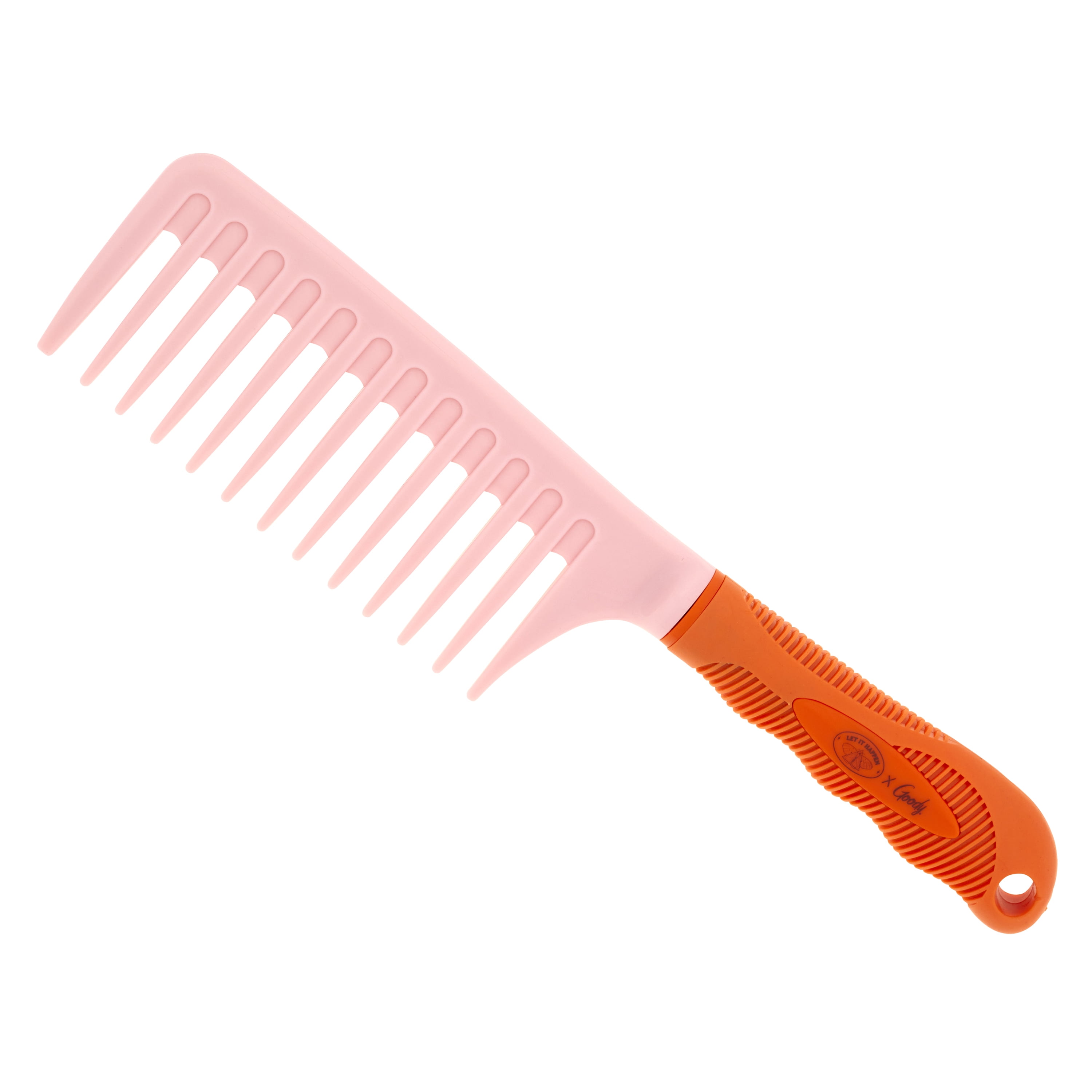 Goody Tru X Let It Happen Collab Wide-Tooth Comb With Handle for Ouchless® Detangling Pink, 1CT