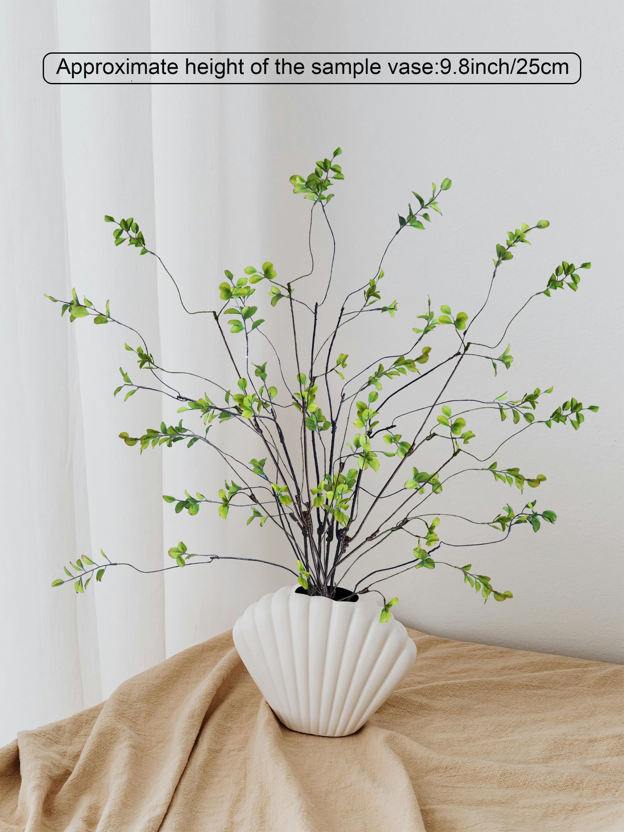 8pcs 38" Green Ficus Fake Leaves Silk Artificial Plants Tree Tall Greenery Stems Olive Branches Faux Flowers for Vases Filler Indoor Office Decorations Table Centerpiece Home Decor Forlaoers