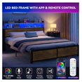 King Size Bed Frame,LED Bed Frame with Headboard,USB Ports & Charging