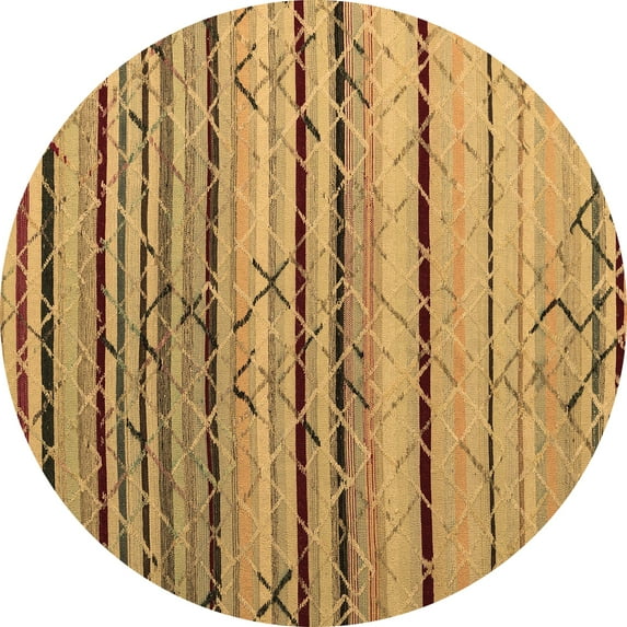 Ahgly Company Indoor Round Abstract Brown Modern Area Rugs, 8' Round