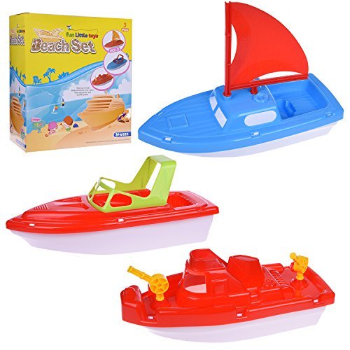 Fun Little Toys Bath Boat Toy, Pool Toy, 3 PCs Yacht, Speed Boat, Sailing Boat, Aircraft Carrier, Bath Toy Set for Baby Toddlers, Birthday Gift for Kids