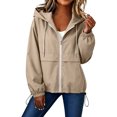 thumbnail image 3 of Ihhxva Jacket for Women Hooded Windbreaker with Drawstring Zip-Up Outerwear, Lightweight Rain Coat Pockets Outdoor Activities S-2XL, 3 of 9