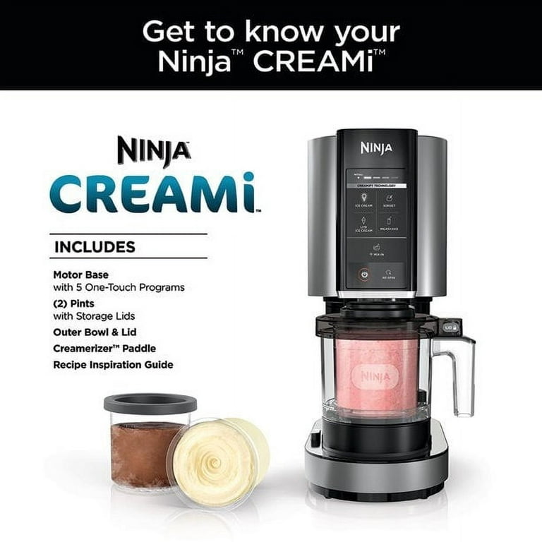 NINJA Creami Ice Cream Maker, 2 Pint Container and Lid Silver Stainless Steel (NC301)