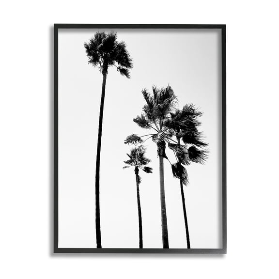 Stupell Industries Looming Palm Trees Clear Summer Sky Photography Photograph Black Framed Art Print Wall Art, Design by Amelia Myers
