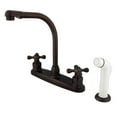 thumbnail image 4 of Kingston Brass GKB712AX Water Saving Victorian  High Arch Kitchen Faucet with Cross Handles and Sprayer, Polished Brass, 4 of 7