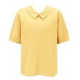 thumbnail image 3 of Ruyang Teen Girls Cotton Linen Short Sleeve Lapel Solid Baggy T Shirts Summer Lightweight Breathable Workout Tee Tops, 3 of 9