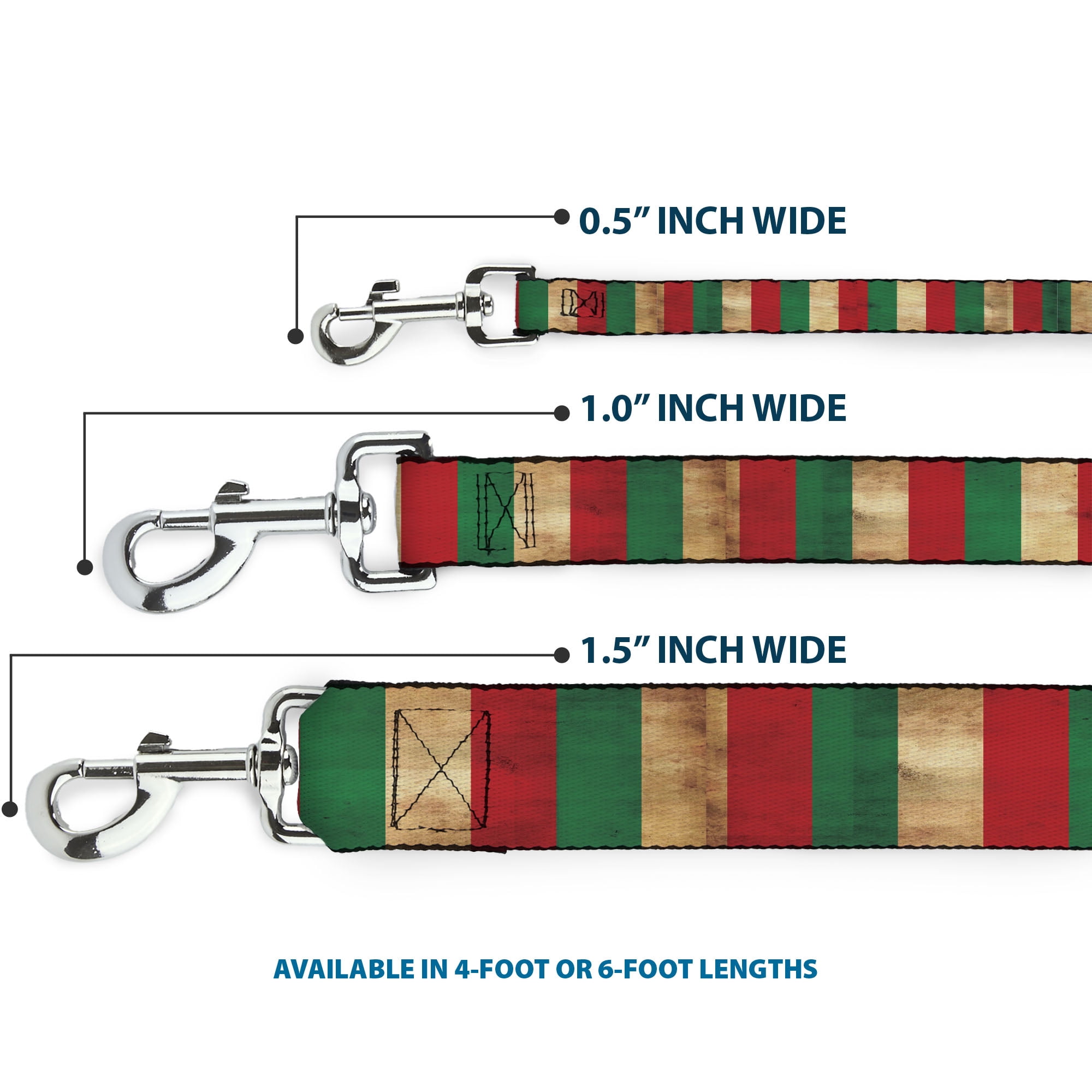 Buckle-Down Pet Leash, Dog Leash, Italy Flag Continuous Vintage, 6 Feet Long 1.0 Inch Wide