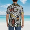 thumbnail image 4 of Bingfone Men's Short Sleeve Button Down Shirts Hawaiian Bright Insects Printed Beach Shirt, 4 of 7