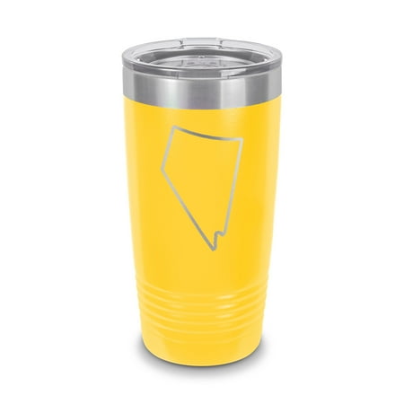 

Nevada Outline Tumbler 20 oz - Laser Engraved w/ Clear Lid - Stainless Steel - Vacuum Insulated - Double Walled - Travel Mug - nv - Yellow