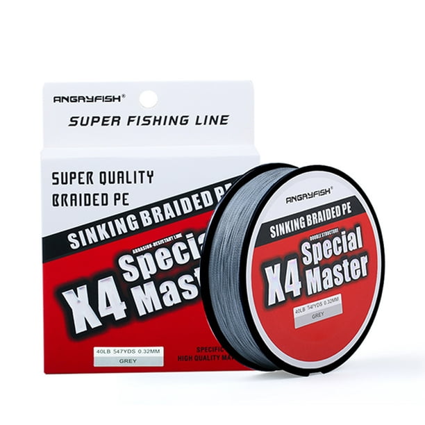 Amyove Fishing Line 500m Master Series Fast Sinking Braided Line Double Structre Smooth Strong Tension 4 Braided Line Color:gray Specification:0.37mm