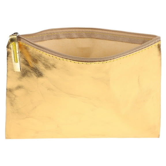 WASHWEPE Golden Rectangular Pu Leather Coin Purse 1Set Minimalist Design For Women Daily Use And Travel