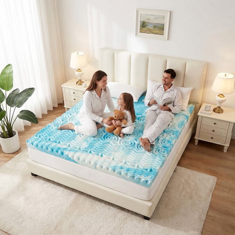 Simenmax 2 Inch TWIN Mattress Topper, Gel-Infused Memory Foam with 5-Zone Pressure Relief, CertiPUR-US Certified Bed Topper for Cool Sleep & Back Support, Blue