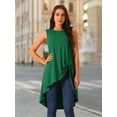 thumbnail image 3 of DARING DIVA Women's High Low Hem Crew Neck Sleeveless Tunic Top Dark Green L, 3 of 8