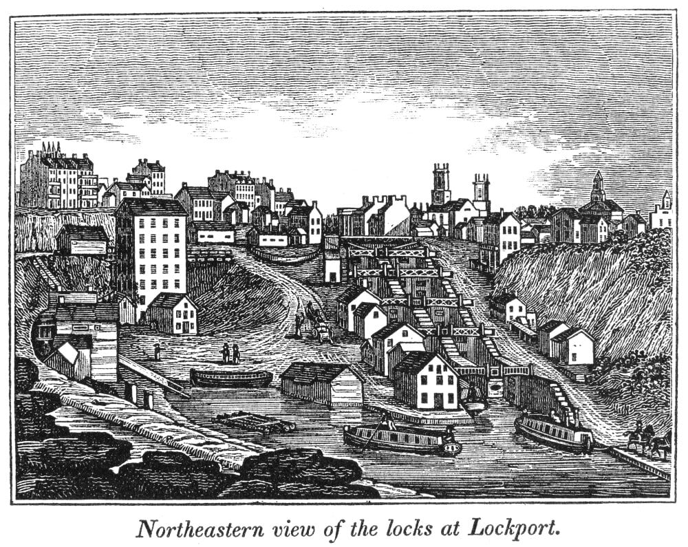 Erie Canal, 1842. /Nnortheastern View Of The Locks At Lockport, New