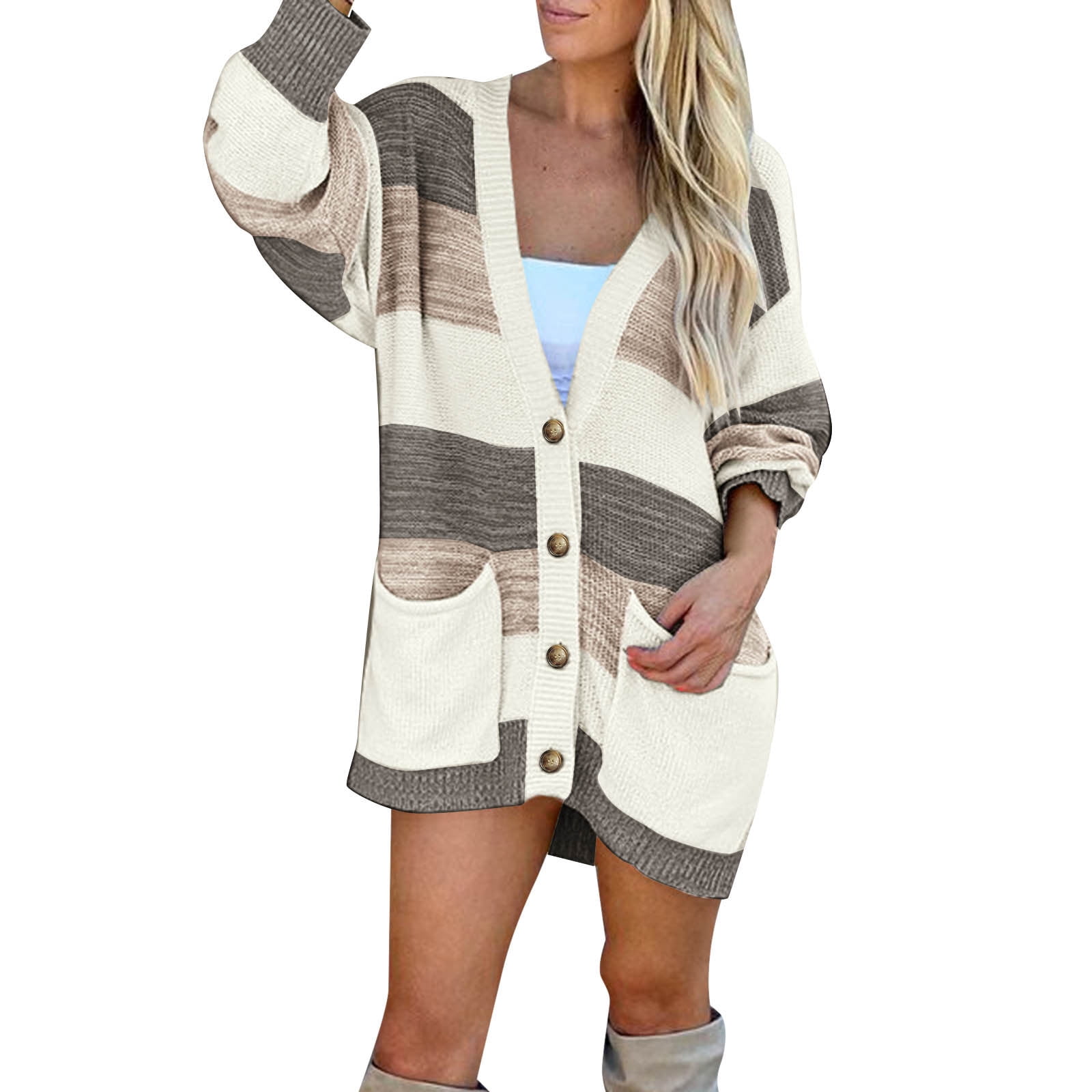HSMQHJWE Fluffy Sweaters For Women Womens Long Sweater Womens Front Cardigan  Long Sleeve Knit Soft Sweater Loose Lightweight Casual Outer Jacket  Sweaters With Pockets Women - Walmart.com