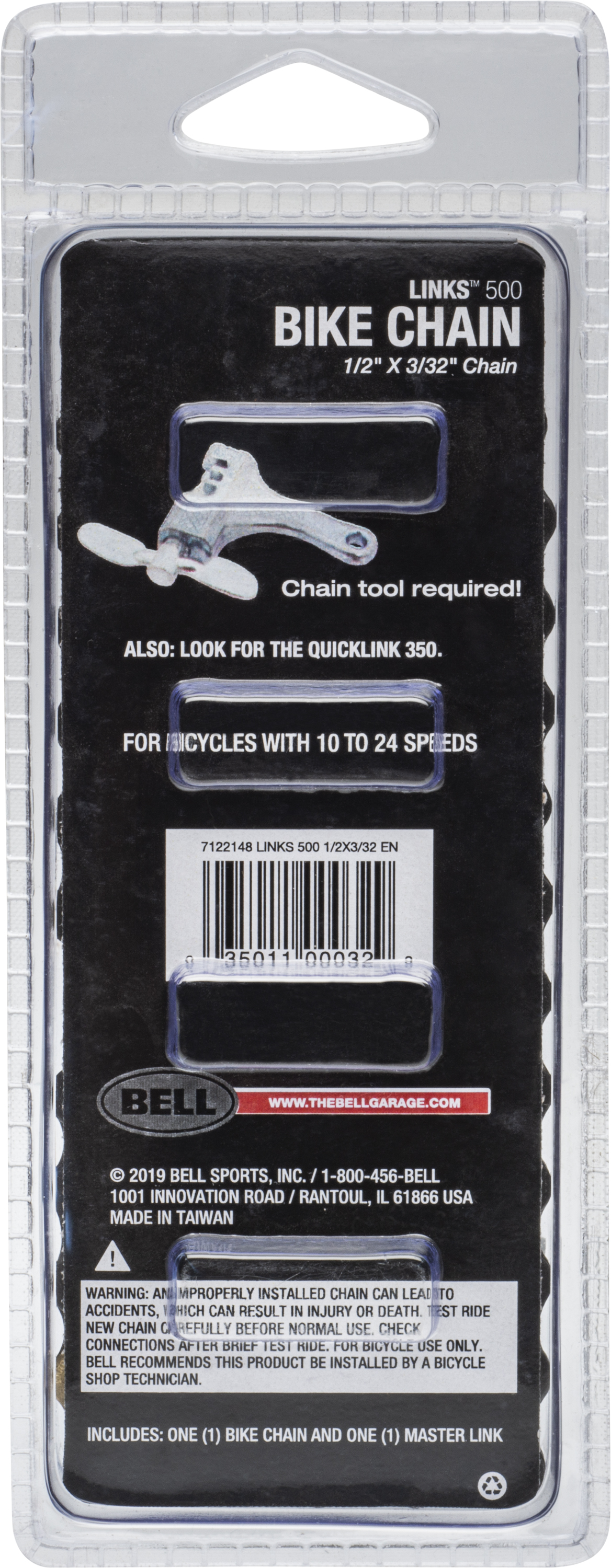 Bell Links 500 Bicycle Chain for 10-24 Speed Bikes, 1/2 inch x 3/32 inch 112 links - image 3 of 3