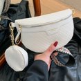 thumbnail image 1 of Bolso bandolera Bolso de pecho para mujer Bolso de cinturón de cuero PU Paquete casual femenino impermeable (Blanco), 1 of 5