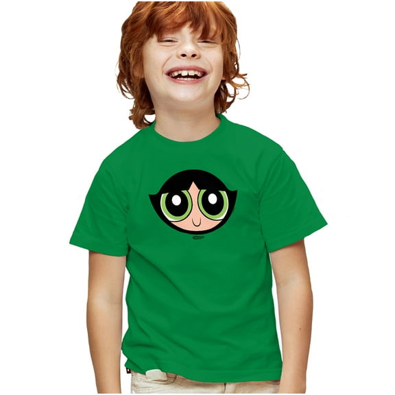 The Powerpuff Girls Buttercup Face Kids T Shirt for Youth Boys and Girls, Kelly Green, Medium
